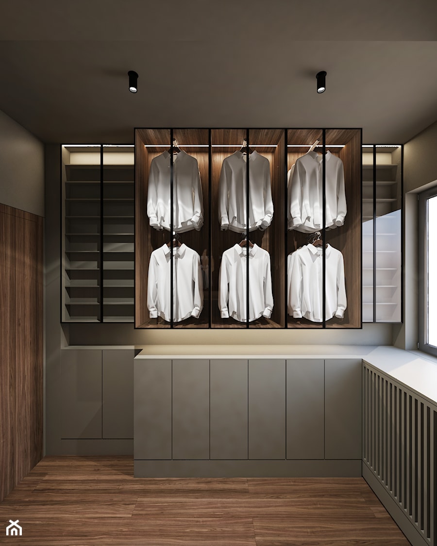Janowskiego - Średnia garderoba z oknem, styl minimalistyczny - zdjęcie od Motifo Architektura & Wnętrza