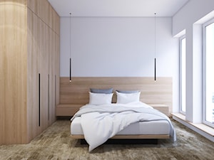 Katowice - Średnia beżowa biała sypialnia, styl minimalistyczny - zdjęcie od Motifo Architektura & Wnętrza