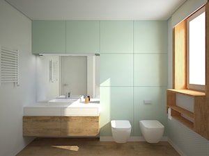 APARTAMENT PODGÓRZE DUCHACKIE - Średnia z lustrem łazienka z oknem, styl skandynawski - zdjęcie od Motifo Architektura & Wnętrza