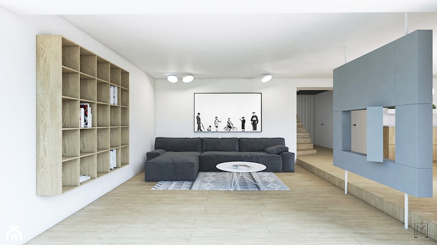 PRZEBUDOWA_Jasień_Dom Prywatny - Średni biały salon, styl minimalistyczny - zdjęcie od Motifo Architektura & Wnętrza