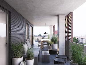Wawrzyńca - Duży z meblami ogrodowymi taras z tyłu domu - zdjęcie od Motifo Architektura & Wnętrza