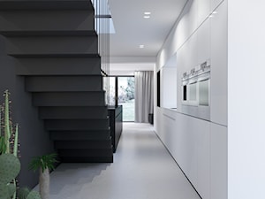 Nowy Sącz_Kuchnia - Średnia otwarta z salonem biała z zabudowaną lodówką kuchnia jednorzędowa z oknem, styl minimalistyczny - zdjęcie od Motifo Architektura & Wnętrza