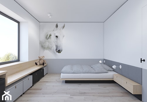 Nowy Sącz - Średni biały szary pokój dziecka dla nastolatka dla chłopca dla dziewczynki, styl minimalistyczny - zdjęcie od Motifo Architektura & Wnętrza