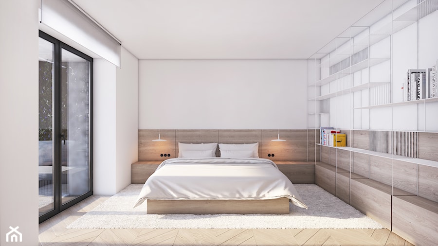 Wawrzyńca - Średnia biała sypialnia, styl minimalistyczny - zdjęcie od Motifo Architektura & Wnętrza