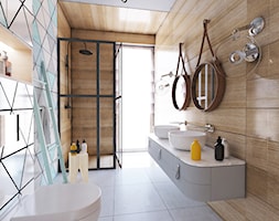 Dom Zawady - Średnia z dwoma umywalkami łazienka z oknem, styl nowoczesny - zdjęcie od Biuro projektowe Joanna Karwowska - Homebook