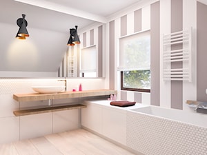 Dom jednorodzinny - Na poddaszu łazienka z oknem, styl skandynawski - zdjęcie od Biuro projektowe Joanna Karwowska