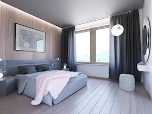 Dom Ostrołęka - Średnia biała brązowa sypialnia, styl nowoczesny - zdjęcie od Biuro projektowe Joanna Karwowska