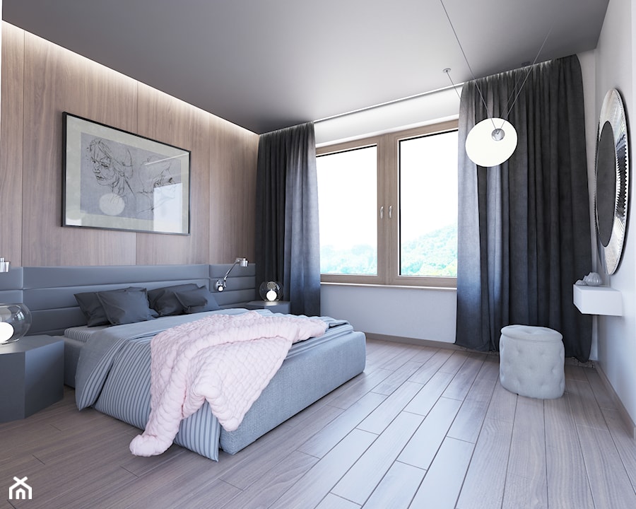 Dom Ostrołęka - Średnia biała brązowa sypialnia, styl nowoczesny - zdjęcie od Biuro projektowe Joanna Karwowska
