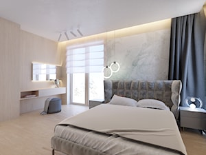 Dom Zawady - Średnia beżowa szara sypialnia, styl nowoczesny - zdjęcie od Biuro projektowe Joanna Karwowska