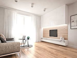 Mieszkanie Białystok - Średni biały szary salon, styl skandynawski - zdjęcie od Biuro projektowe Joanna Karwowska