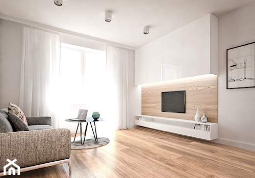 Mieszkanie Białystok - Średni biały szary salon, styl skandynawski - zdjęcie od Biuro projektowe Joanna Karwowska