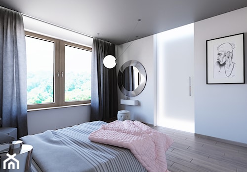 Dom Ostrołęka - Średnia biała sypialnia, styl nowoczesny - zdjęcie od Biuro projektowe Joanna Karwowska