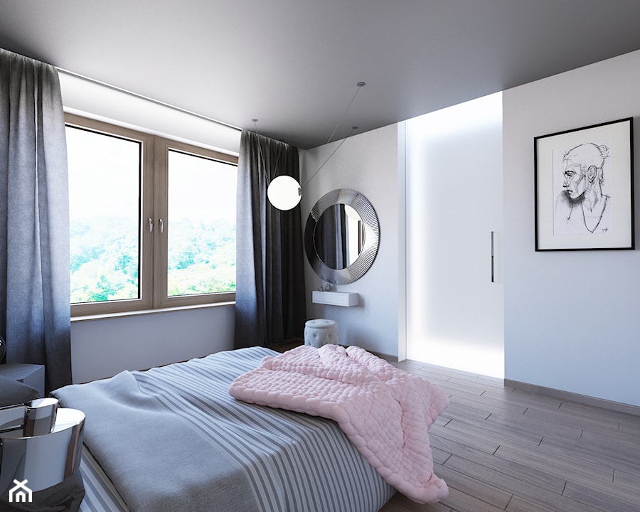 Dom Ostrołęka - Średnia biała sypialnia, styl nowoczesny - zdjęcie od Biuro projektowe Joanna Karwowska
