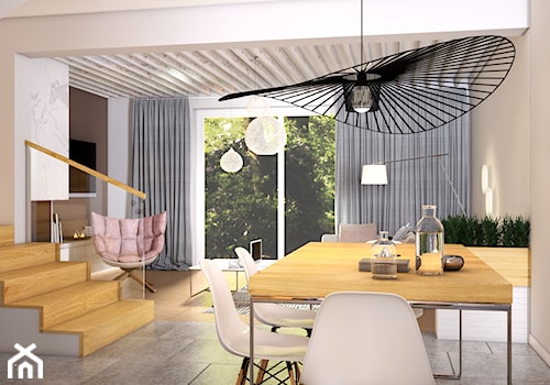 Dom szeregówka - Średnia biała jadalnia w salonie, styl nowoczesny - zdjęcie od Biuro projektowe Joanna Karwowska