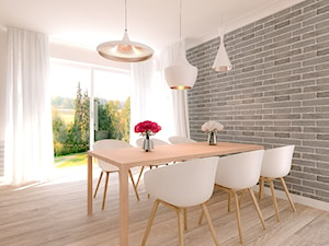 Dom jednorodzinny - Duża biała szara jadalnia, styl skandynawski - zdjęcie od Biuro projektowe Joanna Karwowska
