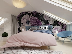 Mieszkanie z antresolą Białystok - Średnia beżowa niebieska sypialnia na poddaszu, styl nowoczesny - zdjęcie od Biuro projektowe Joanna Karwowska
