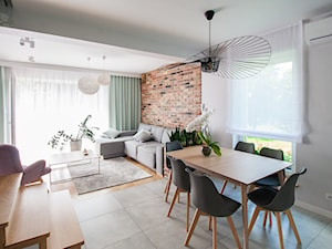 Projekt domu szeregowego - Średni salon z jadalnią, styl skandynawski - zdjęcie od Biuro projektowe Joanna Karwowska