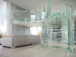 Schody szklane i całoszklane - Schody wachlarzowe szklane, styl nowoczesny - zdjęcie od Tierspol producent schodów szklanych i całoszklanych