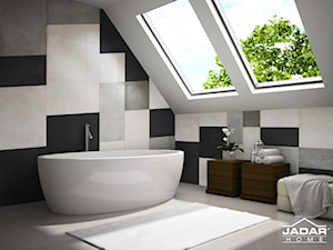 Jadar Symfonia - Mała na poddaszu łazienka z oknem, styl minimalistyczny - zdjęcie od Jadar