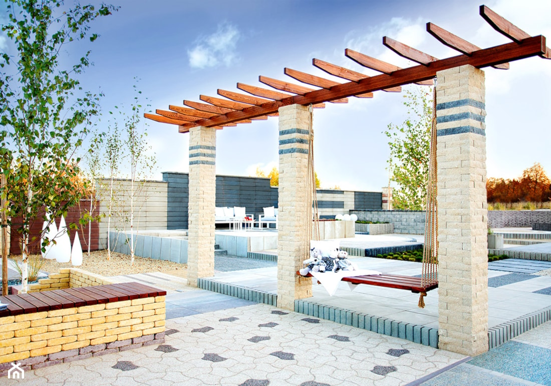 Rabaty, ławki murowane - Ogród, styl nowoczesny - zdjęcie od Jadar - Homebook