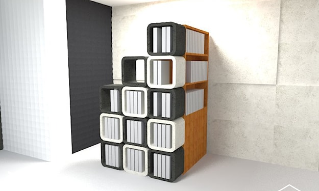 domowa biblioteczka z betonu architektonicznego