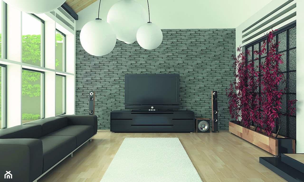 betonowa ściana w minimalistycznym salonie