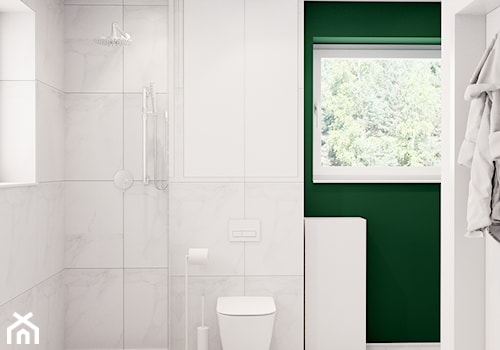 Pomysłowe wnętrze szeregówki - Mała na poddaszu łazienka z oknem, styl minimalistyczny - zdjęcie od NUKO STUDIO