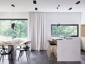 Eleganckie wnętrze - Średnia biała jadalnia w kuchni, styl nowoczesny - zdjęcie od NUKO STUDIO
