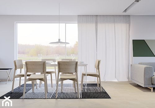 Dom w duńskim stylu Kraków - Średnia biała jadalnia w salonie, styl minimalistyczny - zdjęcie od NUKO STUDIO