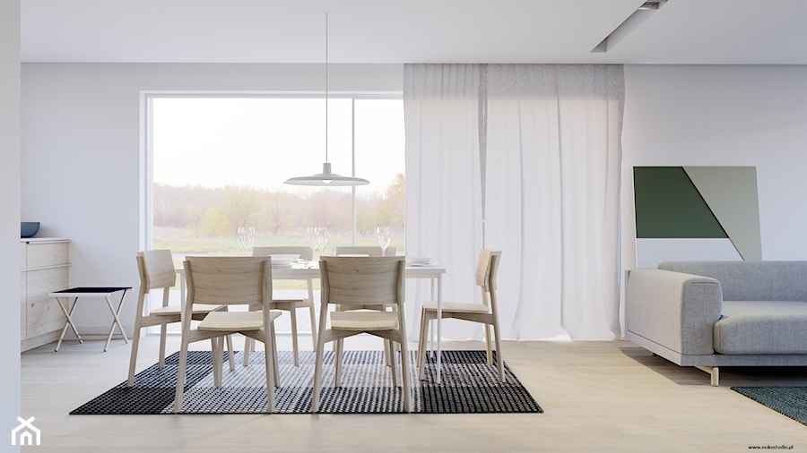 Dom w duńskim stylu Kraków - Średnia biała jadalnia w salonie, styl minimalistyczny - zdjęcie od NUKO STUDIO