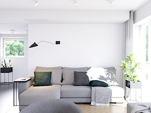 Pomysłowe wnętrze szeregówki - Mały biały salon, styl minimalistyczny - zdjęcie od NUKO STUDIO