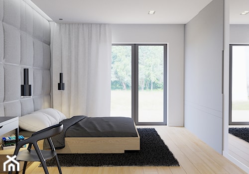 Eleganckie wnętrze - Średnia biała szara sypialnia, styl nowoczesny - zdjęcie od NUKO STUDIO