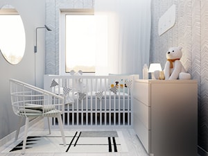 Mieszkanie w bieli Rzeszów - Mały biały szary pokój dziecka dla niemowlaka dla chłopca dla dziewczynki, styl nowoczesny - zdjęcie od NUKO STUDIO
