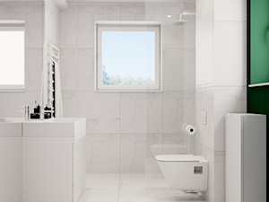 Pomysłowe wnętrze szeregówki - Mała na poddaszu z lustrem łazienka z oknem, styl minimalistyczny - zdjęcie od NUKO STUDIO