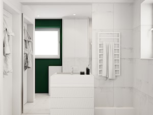 Pomysłowe wnętrze szeregówki - Mała na poddaszu z lustrem łazienka z oknem, styl minimalistyczny - zdjęcie od NUKO STUDIO