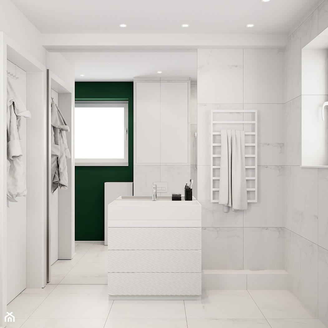 Pomysłowe wnętrze szeregówki - Mała na poddaszu z lustrem łazienka z oknem, styl minimalistyczny - zdjęcie od NUKO STUDIO - Homebook
