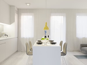 Mieszkanie w bieli Rzeszów - Średnia biała jadalnia w kuchni, styl nowoczesny - zdjęcie od NUKO STUDIO