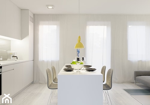 Mieszkanie w bieli Rzeszów - Średnia biała jadalnia w kuchni, styl nowoczesny - zdjęcie od NUKO STUDIO