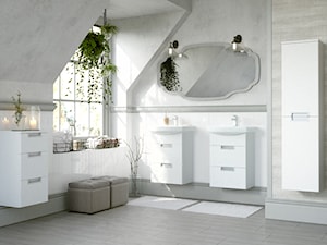 Inspiracje łazienki - Średnia na poddaszu jako pokój kąpielowy łazienka z oknem, styl nowoczesny - zdjęcie od Cersanit