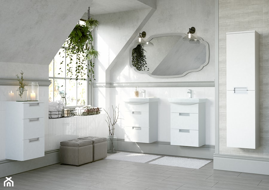 Inspiracje łazienki - Średnia na poddaszu jako pokój kąpielowy łazienka z oknem, styl nowoczesny - zdjęcie od Cersanit