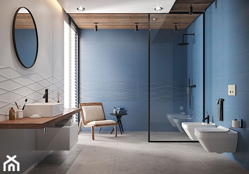 Gravity - Duża z punktowym oświetleniem łazienka z oknem, styl nowoczesny - zdjęcie od Cersanit