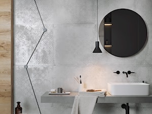 Stormy - Średnia bez okna z lustrem z punktowym oświetleniem łazienka, styl industrialny - zdjęcie od Cersanit