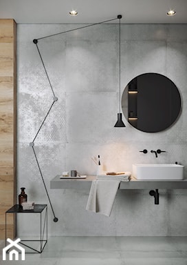 łazienka w stylu industrialnym z płytkami imitującymi beton