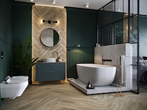 Devonwood - Mała jako pokój kąpielowy z punktowym oświetleniem łazienka, styl nowoczesny - zdjęcie od Cersanit