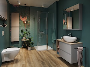 Kolekcja MODUO - Duża bez okna z lustrem z punktowym oświetleniem łazienka, styl nowoczesny - zdjęcie od Cersanit
