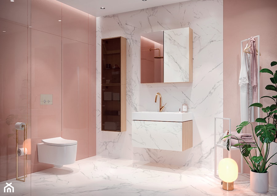 Inverto - Średnia z marmurową podłogą łazienka, styl nowoczesny - zdjęcie od Cersanit