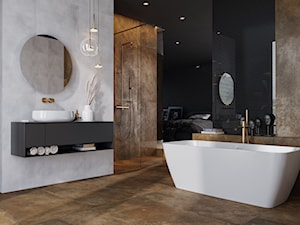 Rusty - Duża jako pokój kąpielowy z punktowym oświetleniem łazienka z oknem, styl rustykalny - zdjęcie od Cersanit