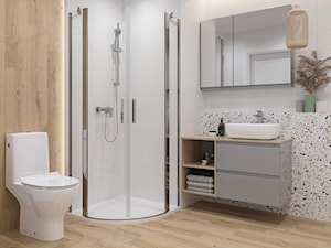 Kolekcja MODUO - Średnia biała kolorowa łazienka w bloku w domu jednorodzinnym, styl skandynawski - zdjęcie od Cersanit