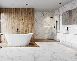 Inverto - Duża biała beżowa brązowa szara łazienka w domu jednorodzinnym z oknem, styl industrialny - zdjęcie od Cersanit - Homebook