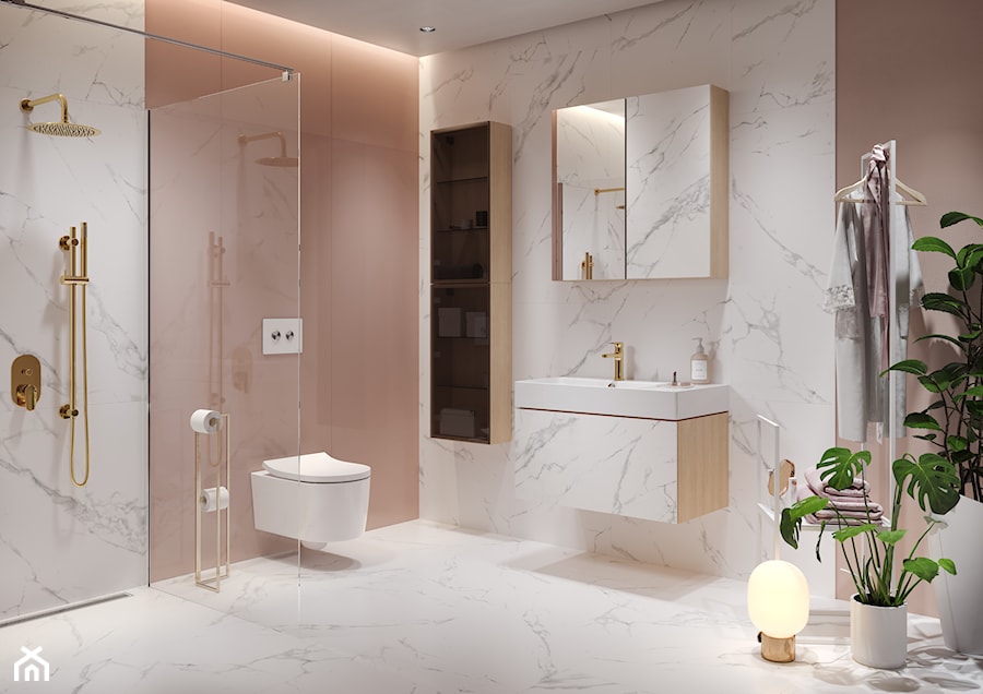 Inverto - Duża bez okna z punktowym oświetleniem łazienka, styl glamour - zdjęcie od Cersanit